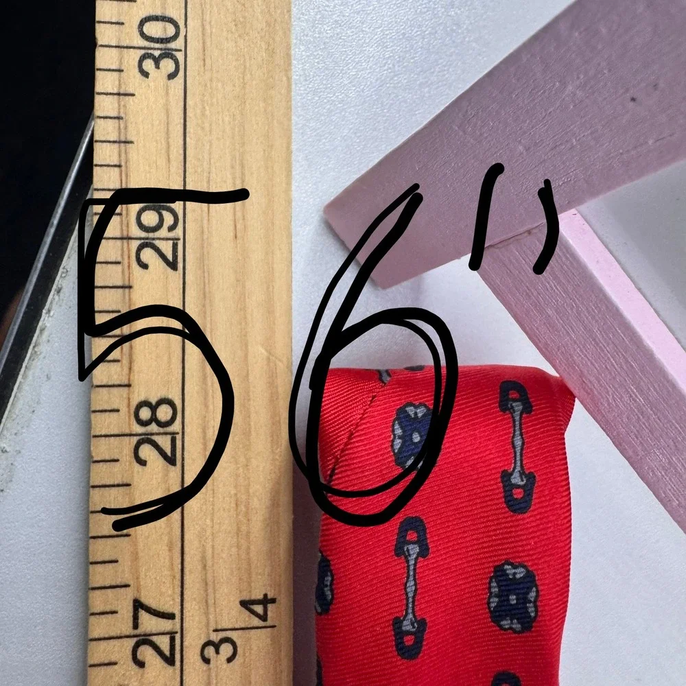 Fratelli Silk Necktie Red Equestrian‎ Print Handmade Italy Mens Tie